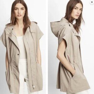 VINCE Beige Dune Cap Sleeve Hooded Anorak Jacket Women Size:M